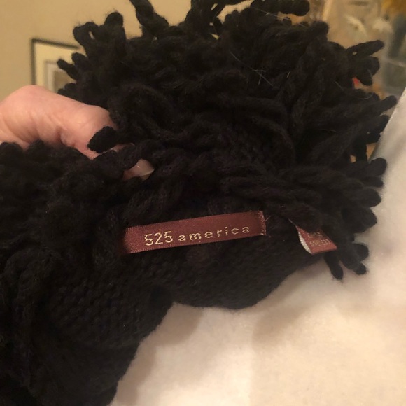 525 AMERICA Black Large Sweater With Double Looped Yarn Collar - Picture 9 of 13